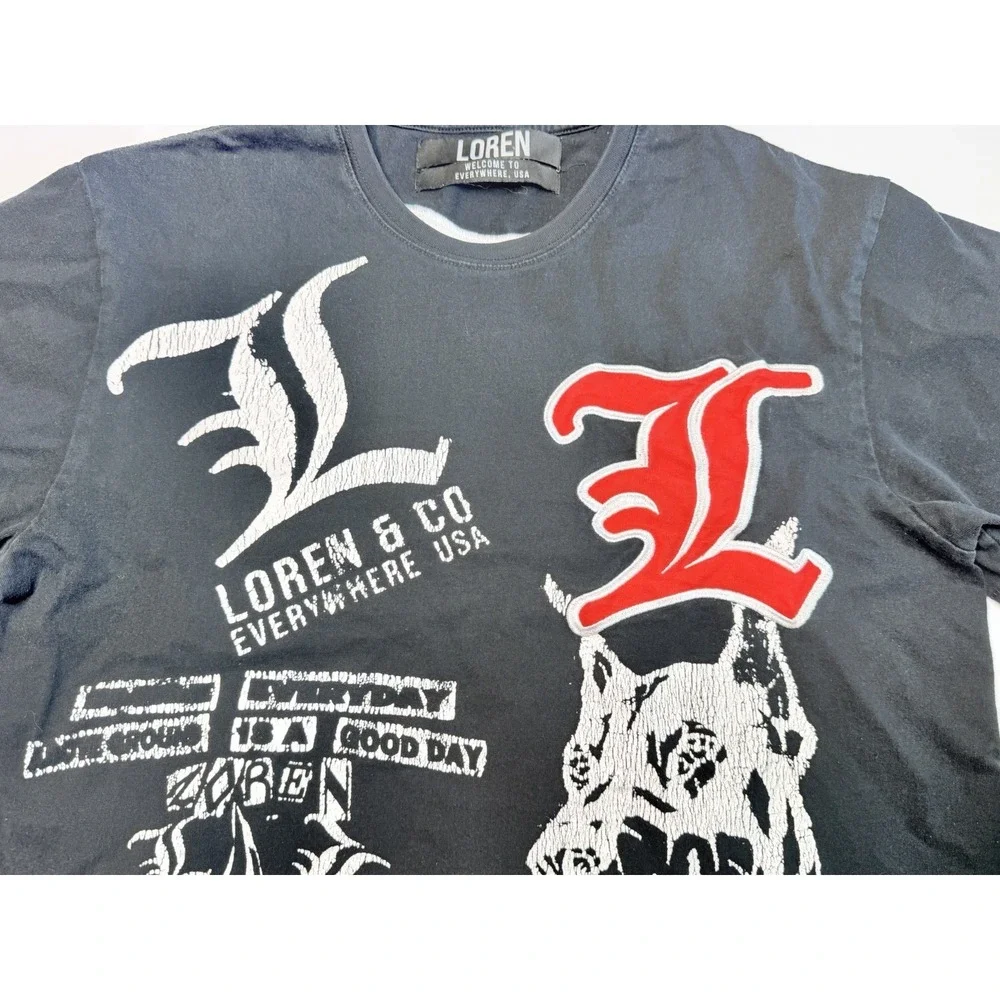 Loren Co Graphic T Shirt Mens L Black‎ Gothic Skull Streetwear Oversized